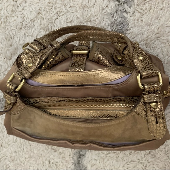 Coach Maggie Madison Gold Bronze Crinkled Leather Hobo Bag 13895 - Picture 13 of 16